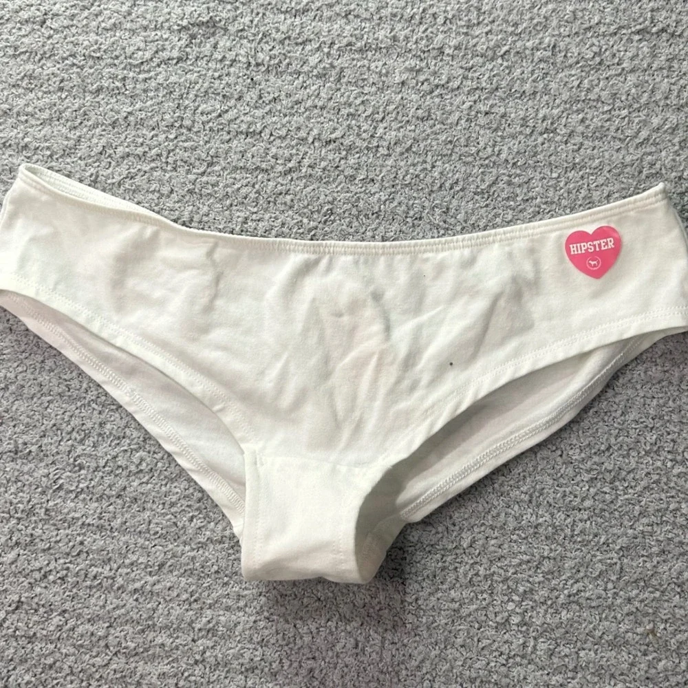 PINK Victoria's Secret Low Rise Hipster Ruched White M Y2K Coquette Soft Girl